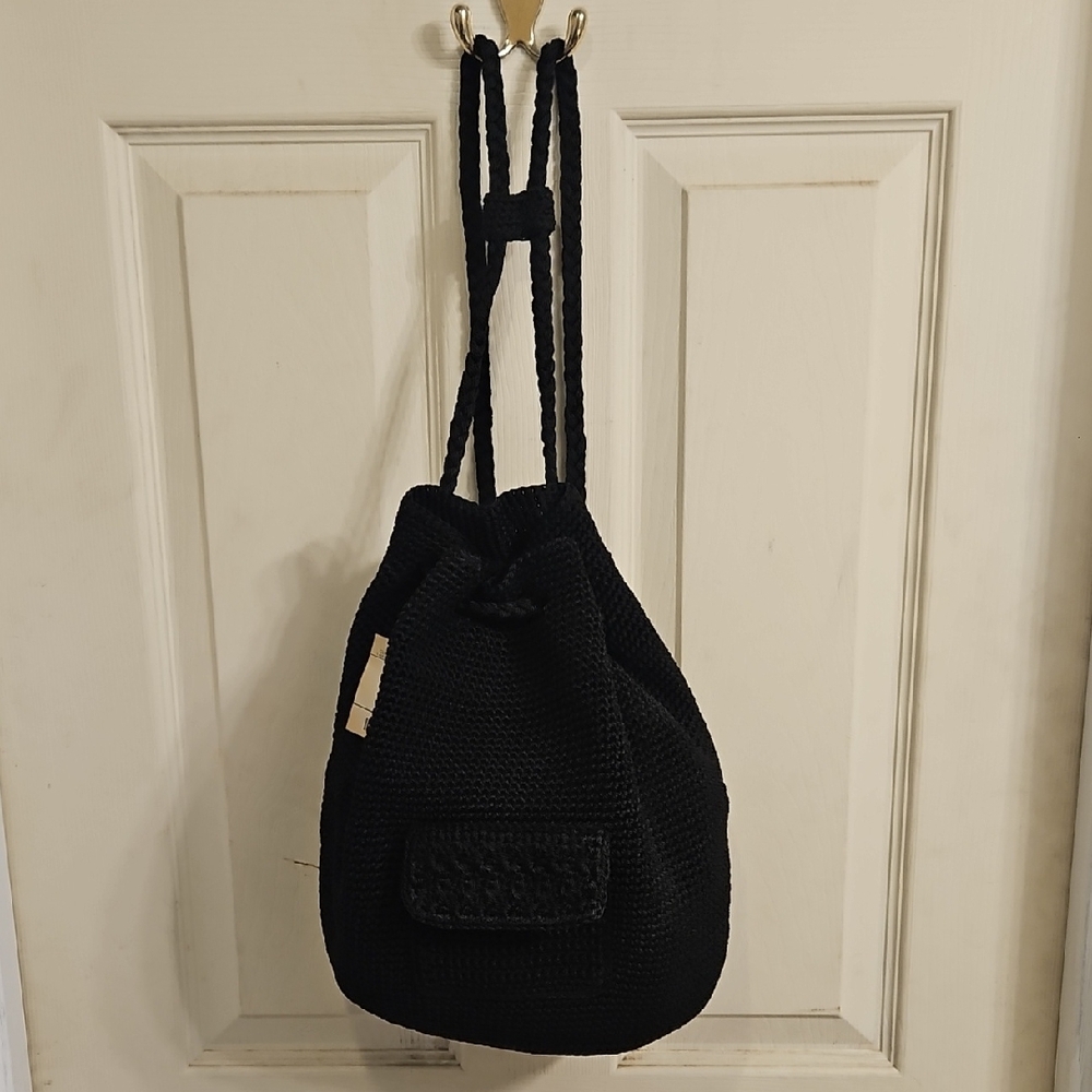 Worthington Black Crochet Bucket Bag